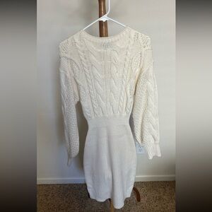 Sweater Dress Lulus Boutique Cream White Knit Long Sleeve Women’s Small